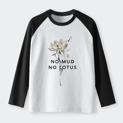 Tokyo-Tiger Japanese Zen Lotus Raglan Long Sleeve T-shirt