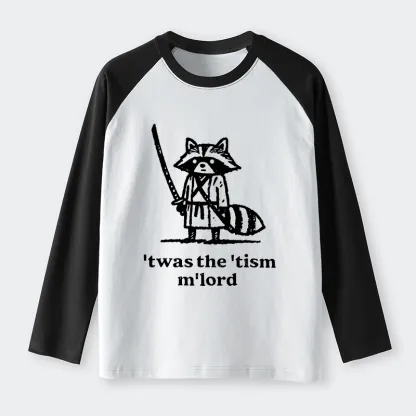 Tokyo-Tiger Focused Samurai Raccoon   Raglan Long Sleeve T-shirt