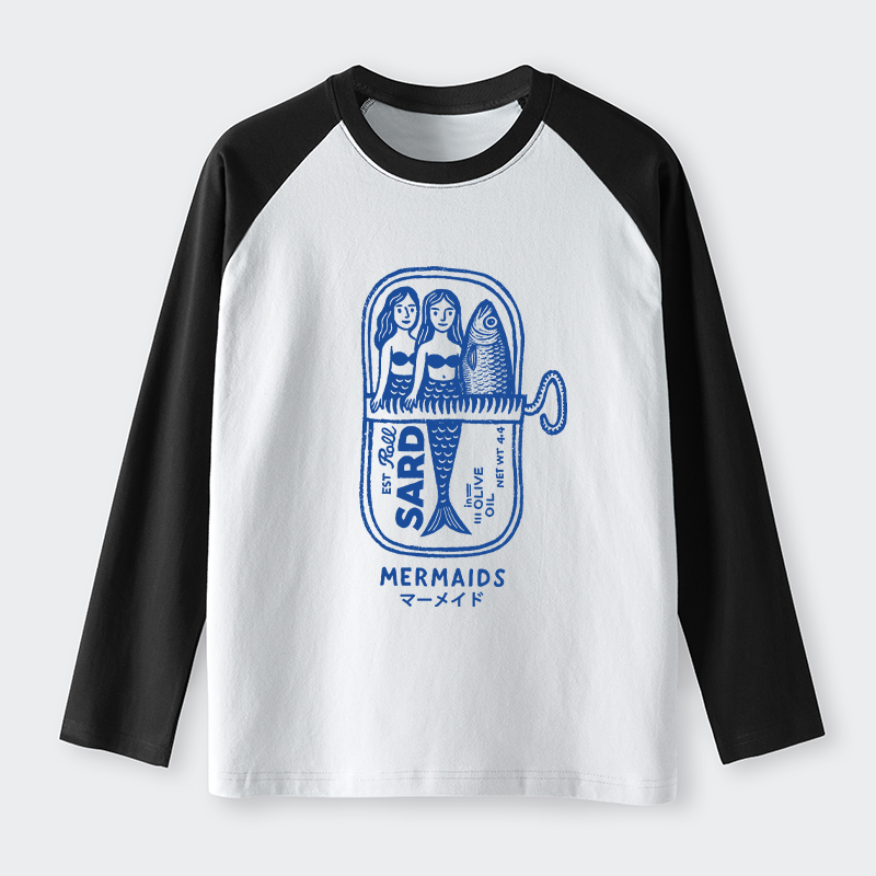 Tokyo-Tiger Mermaid Can Raglan Long Sleeve T-shirt