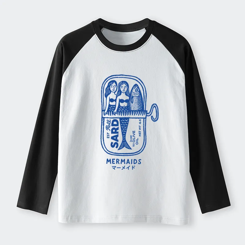 Tokyo-Tiger Mermaid Can Raglan Long Sleeve T-shirt