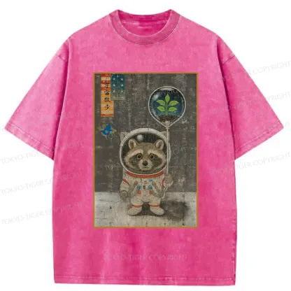 Tokyo-Tiger Astronaut Raccoon Washed T-Shirt