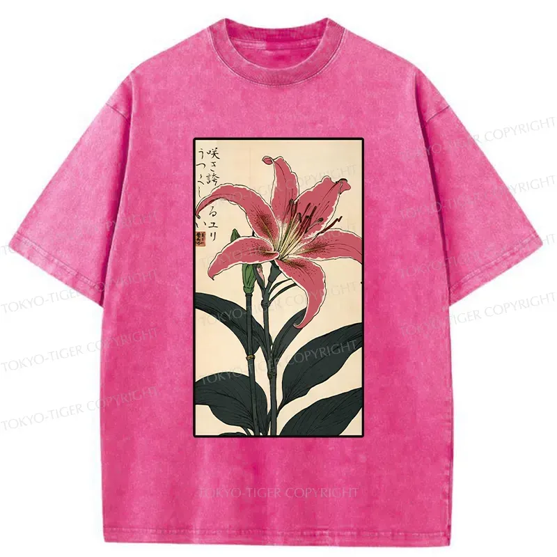 Tokyo-Tiger Retro Lily Washed T-Shirt