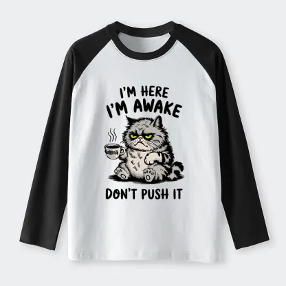 Tokyo-Tiger Tired Cat Raglan Long Sleeve T-shirt