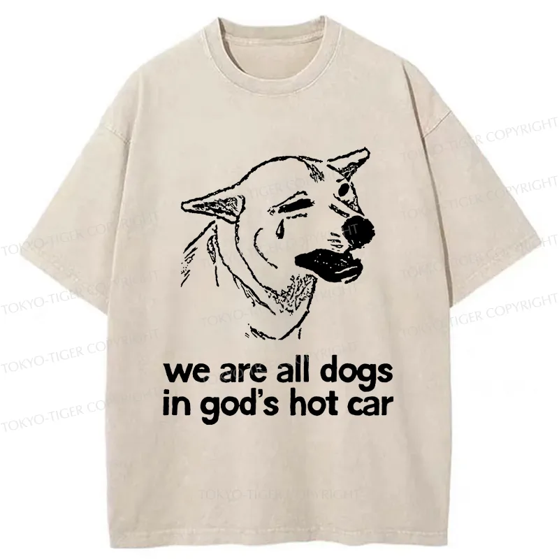 Tokyo-Tiger Sad Dog Funny Washed T-Shirt