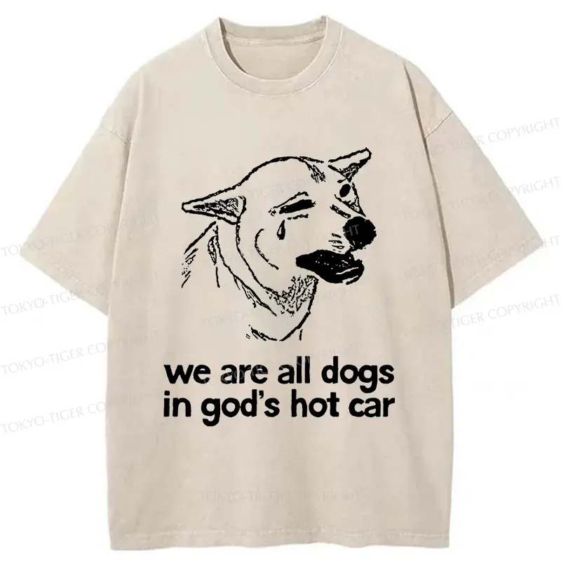 Tokyo-Tiger Sad Dog Funny Washed T-Shirt