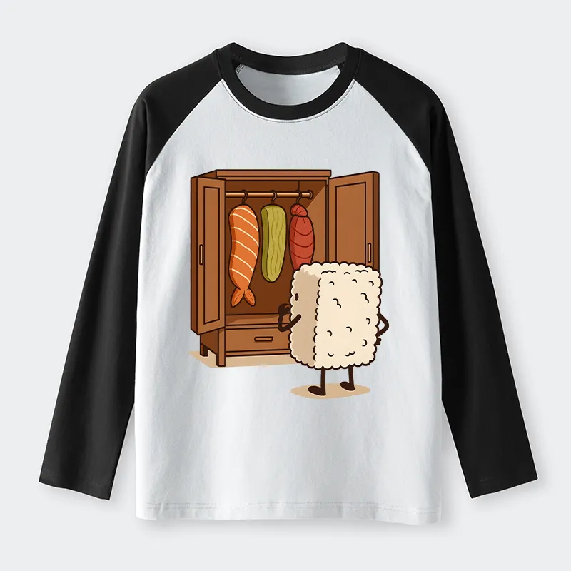 Tokyo-Tiger Sushi Pick Out Clothes Raglan Long Sleeve T-shirt