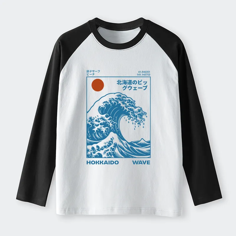Tokyo-Tiger Hokkaido Wave Japan Raglan Long Sleeve T-shirt
