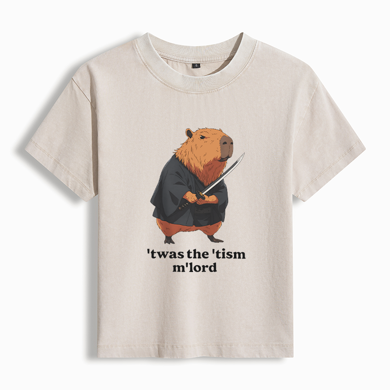 Tokyo-Tiger Focused Samurai Capybara Washed T-shirt