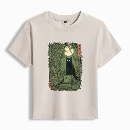 Tokyo-Tiger Black Cat In The Bamboo Forest Washed T-shirt