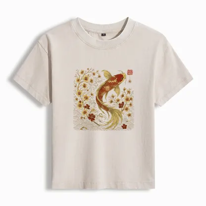 Tokyo-Tiger Vintage Sakura And Koi Washed T-shirt