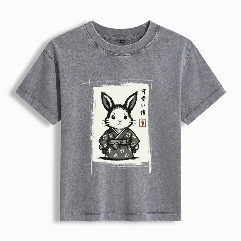Tokyo-Tiger Woodcut Bunny Washed T-Shirt Sale