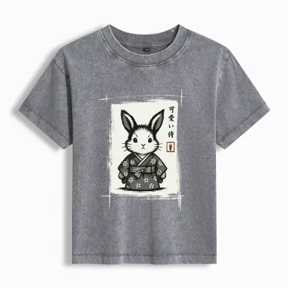 Tokyo-Tiger Woodcut Bunny Washed T-shirt