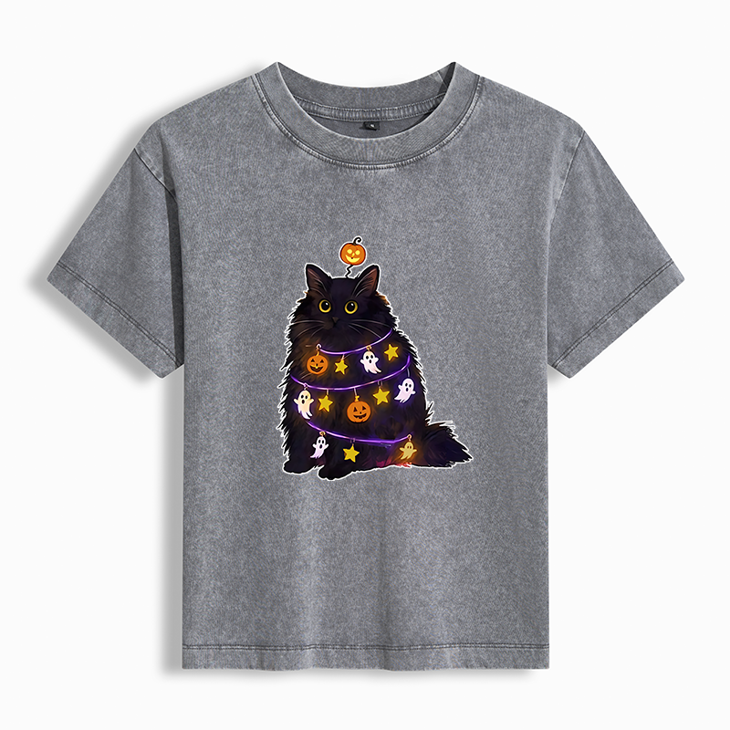 Tokyo-Tiger Halloween Cat Washed T-shirt
