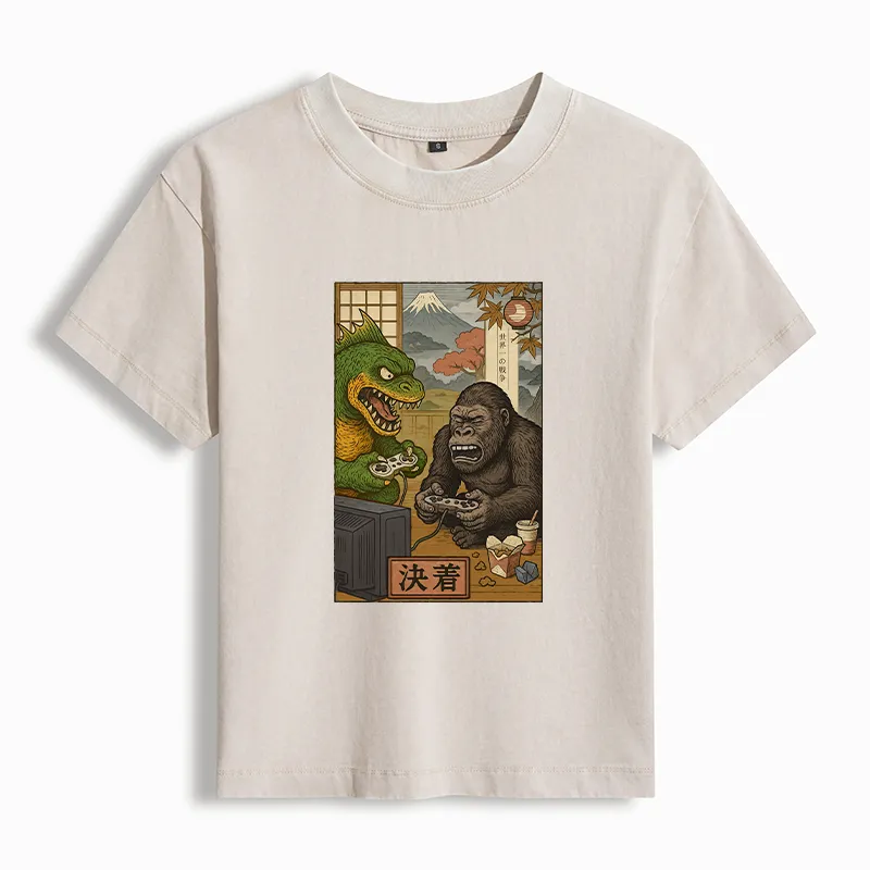Tokyo-Tiger Monsters Play Games Washed T-shirt