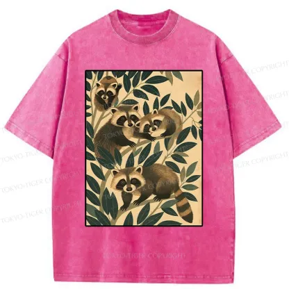 Tokyo-Tiger Raccoons In The Grass Washed T-Shirt