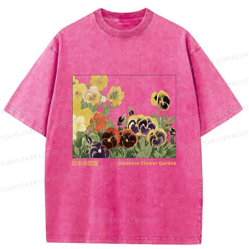 Tokyo-Tiger Beautiful Garden Washed T-Shirt