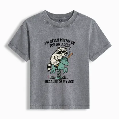 Tokyo-Tiger funny Raccoon and Horse meme Women's Washed T-shirt