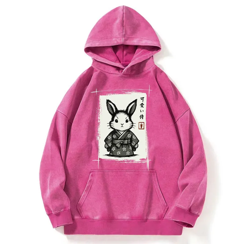 Tokyo-Tiger Woodcut Bunny Washed Hoodie