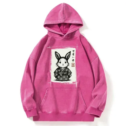 Tokyo-Tiger Woodcut Bunny Washed Hoodie