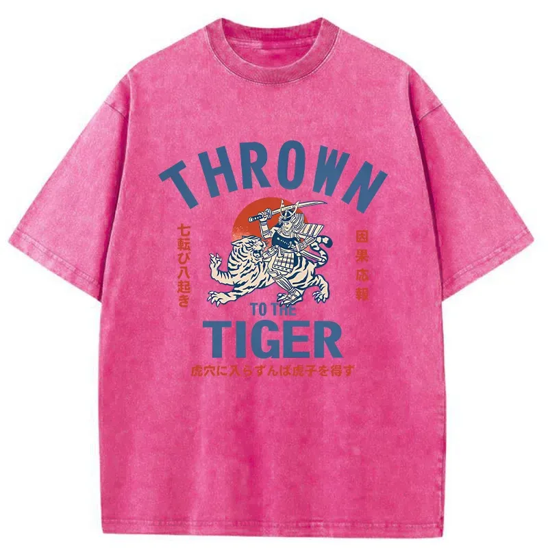 Tokyo-Tiger Japanese Traditional Proverb Washed T-Shirt