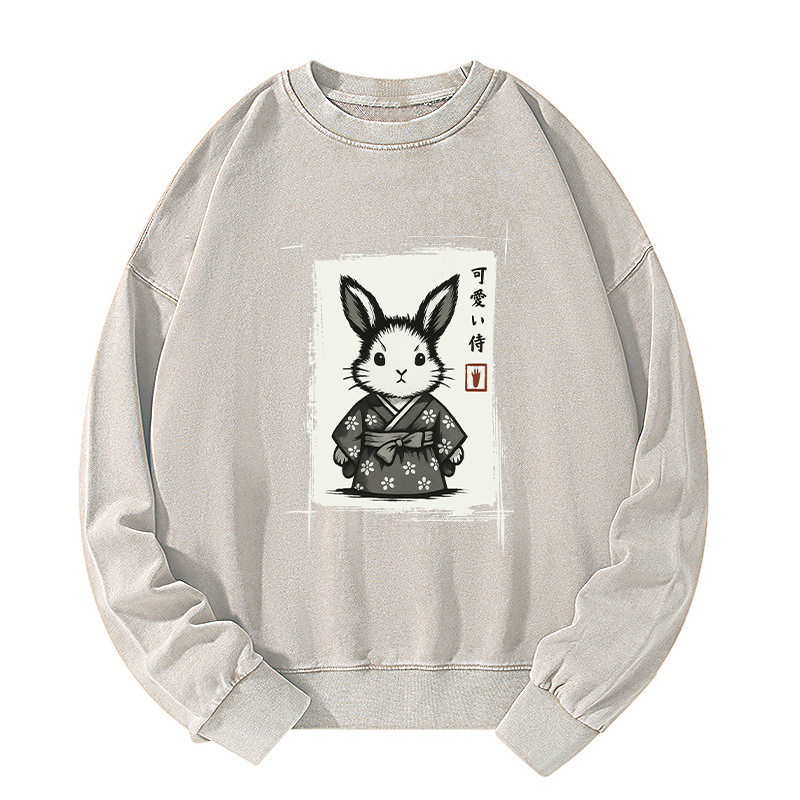 Tokyo-Tiger Woodcut Bunny Washed Sweatshirt