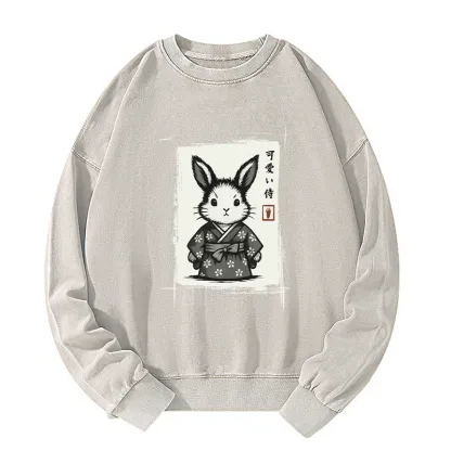 Tokyo-Tiger Woodcut Bunny Washed Sweatshirt