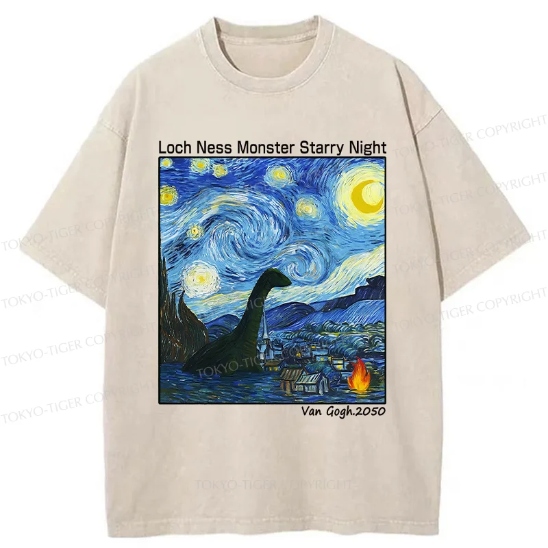 Tokyo-Tiger Loch Ness Monster Under The Stars Washed T-Shirt