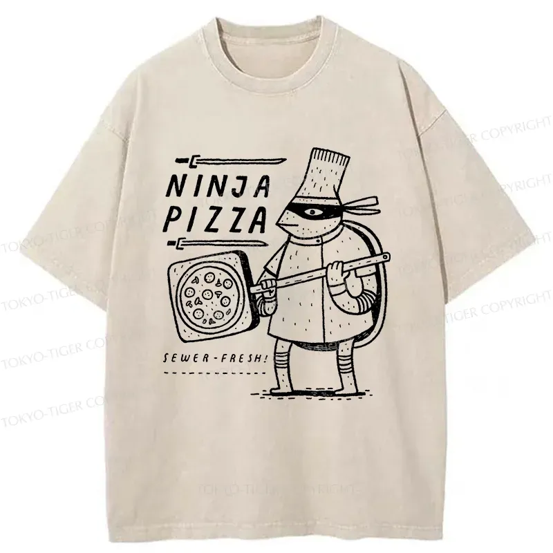 Tokyo-Tiger Turtle Pizza Washed T-Shirt