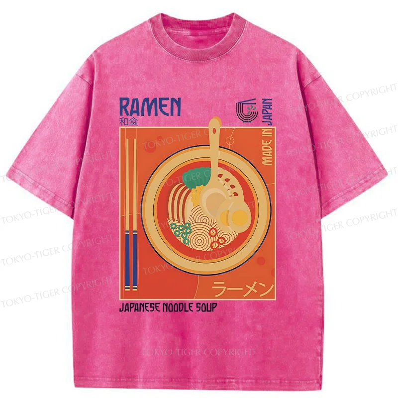 Tokyo-Tiger Ramen Poster Washed T-Shirt