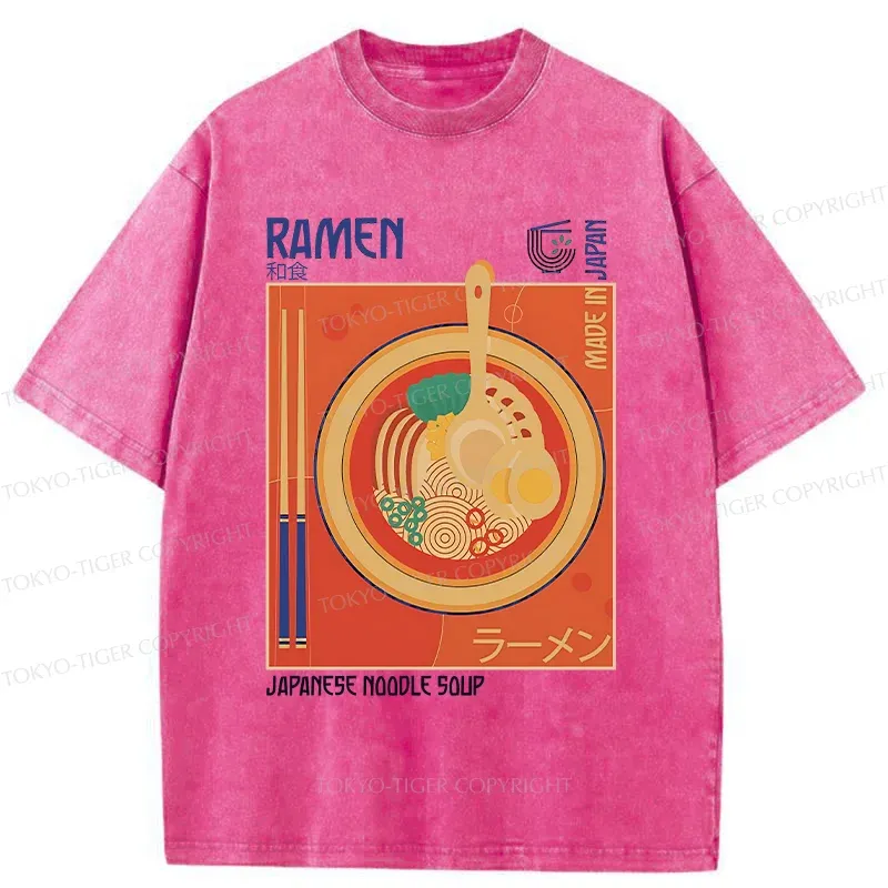 Tokyo-Tiger Ramen Poster Washed T-Shirt