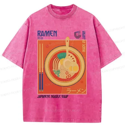 Tokyo-Tiger Ramen Poster Washed T-Shirt