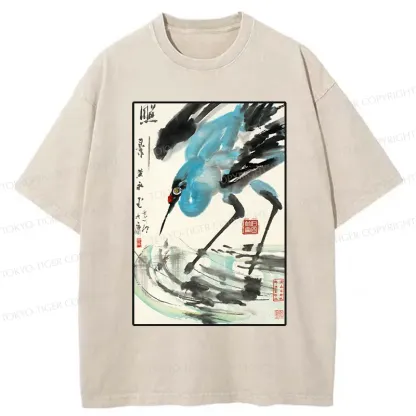 Tokyo-Tiger Crane In The Pond Washed T-Shirt