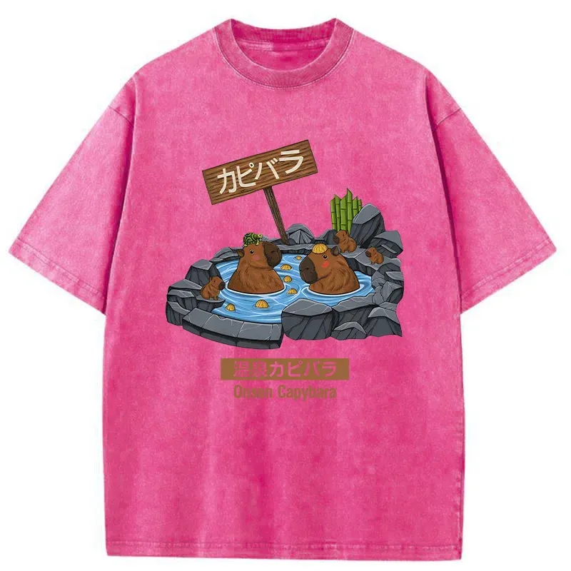 Tokyo-Tiger Onsen Capybara Washed T-Shirt