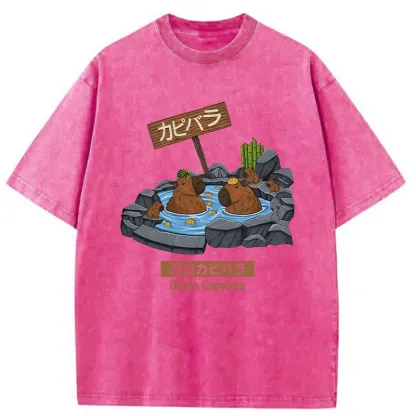 Tokyo-Tiger Onsen Capybara Washed T-Shirt