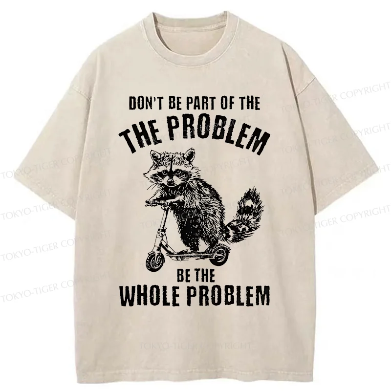 Tokyo-Tiger Raccoon Riding A Skateboard Washed T-Shirt