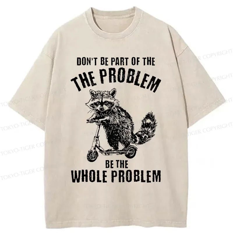 Tokyo-Tiger Raccoon Riding A Skateboard Washed T-Shirt