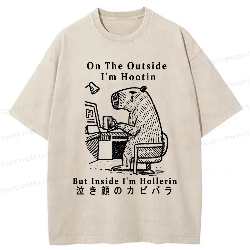 Tokyo-Tiger Capybara Screams Inside Washed T-Shirt