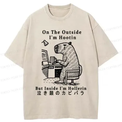 Tokyo-Tiger Capybara Screams Inside Washed T-Shirt