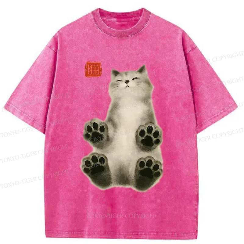 Tokyo-Tiger Fluffy Cat Washed T-Shirt