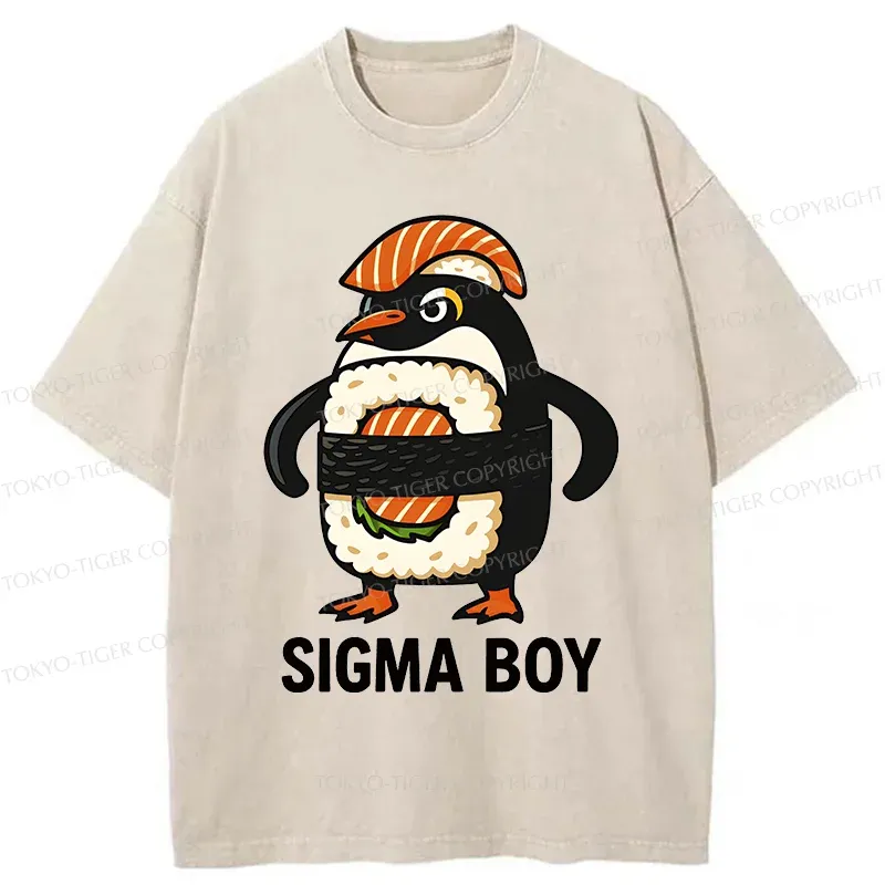 Tokyo-Tiger Sushi Penguin Washed T-Shirt Sale