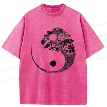 Tokyo-Tiger Yin-Yang Tai Chi Tree Washed T-Shirt
