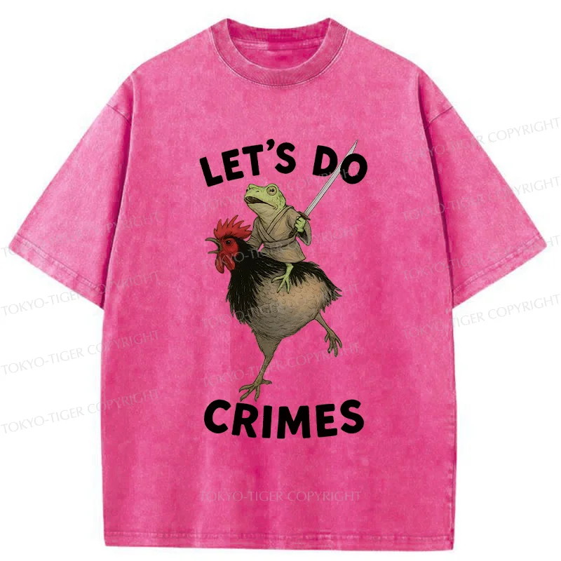 Tokyo-Tiger Frog Riding A Chicken Washed T-Shirt