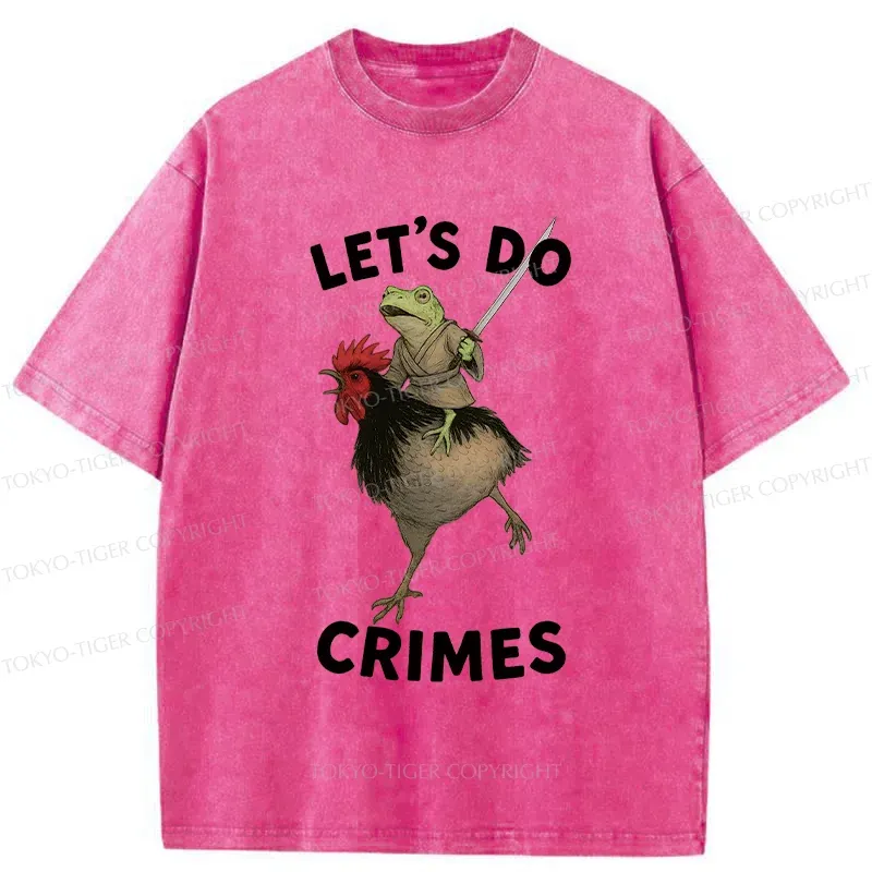 Tokyo-Tiger Frog Riding A Chicken Washed T-Shirt