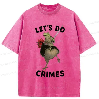 Tokyo-Tiger Frog Riding A Chicken Washed T-Shirt