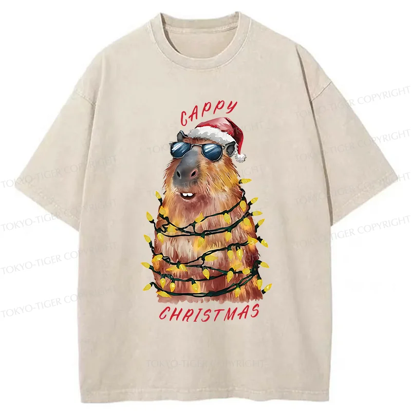 Tokyo-Tiger Merry Christmas Capybara Washed T-Shirt