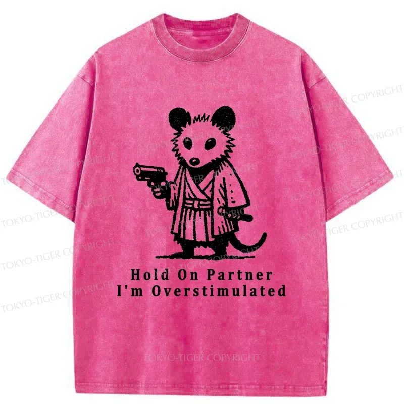 Tokyo-Tiger Funny Possum Samurai Washed T-Shirt