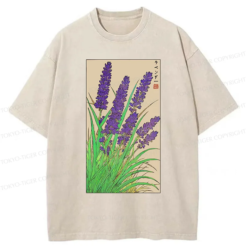 Tokyo-Tiger Japanese Lavender Washed T-Shirt