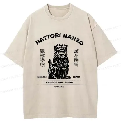 Tokyo-Tiger Hattori Hanzo Japan Sushi Washed T-Shirt