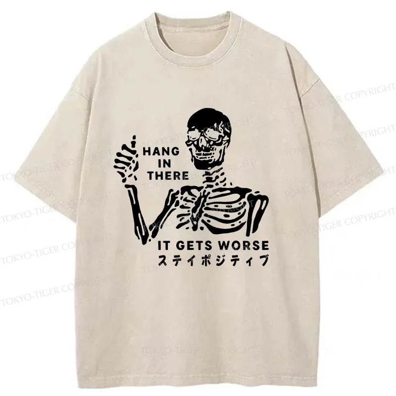Tokyo-Tiger Taunting Skeleton Washed T-Shirt