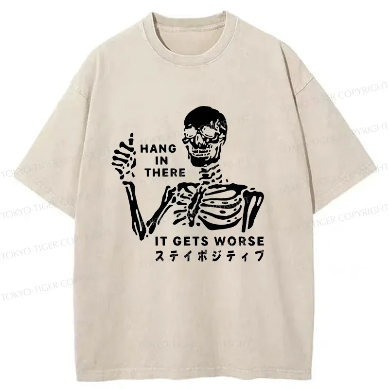Tokyo-Tiger Taunting Skeleton Washed T-Shirt